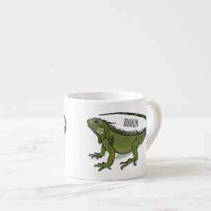 Iguana cartoon illustration  espresso cup