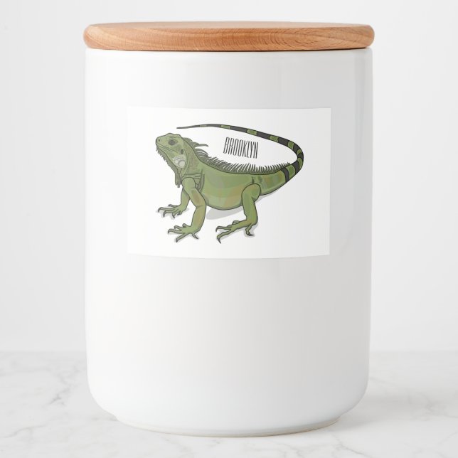 Iguana cartoon illustration food label (Front)