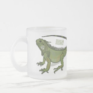 Iguana cartoon illustration frosted glass coffee mug