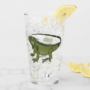Iguana cartoon illustration glass