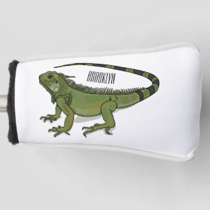 Iguana cartoon illustration golf head cover