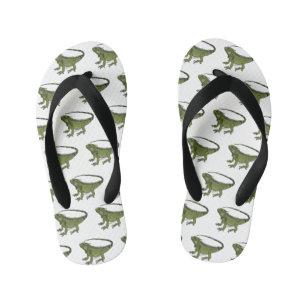 Iguana cartoon illustration  kid's flip flops