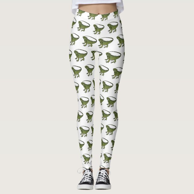 Iguana cartoon illustration leggings (Front)