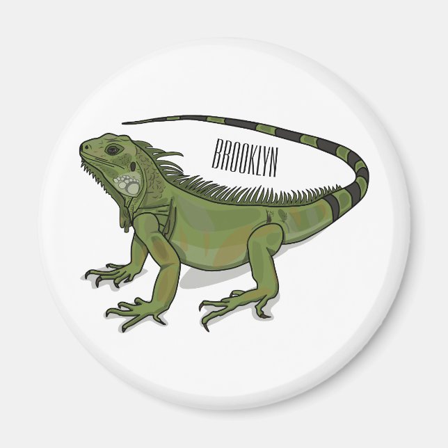 Iguana cartoon illustration magnet (Front)