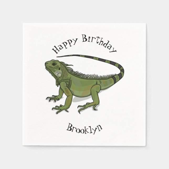Iguana cartoon illustration napkin (Front)