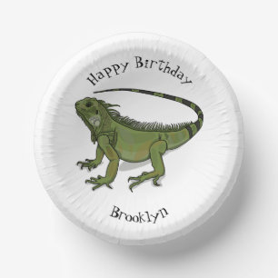 Iguana cartoon illustration paper plate