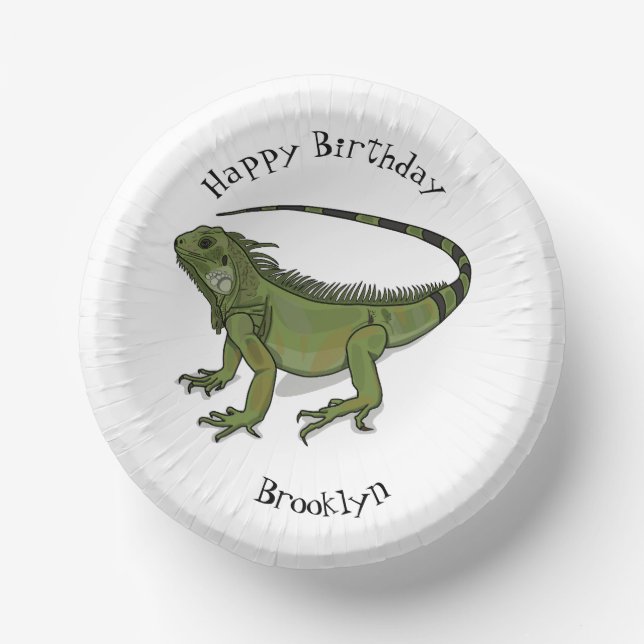 Iguana cartoon illustration paper plate (Front)