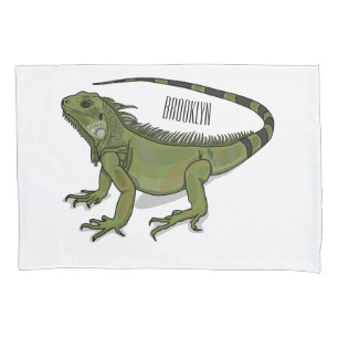 Iguana cartoon illustration pillowcase
