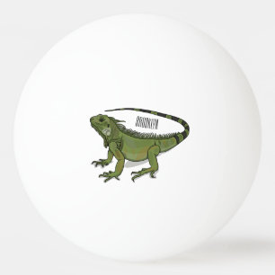 Iguana cartoon illustration ping pong ball