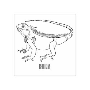 Iguana cartoon illustration rubber stamp