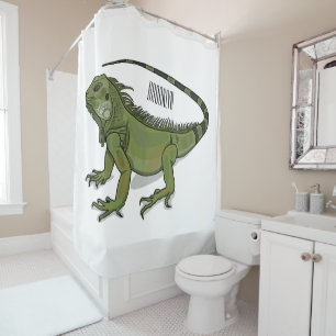 Iguana cartoon illustration  shower curtain