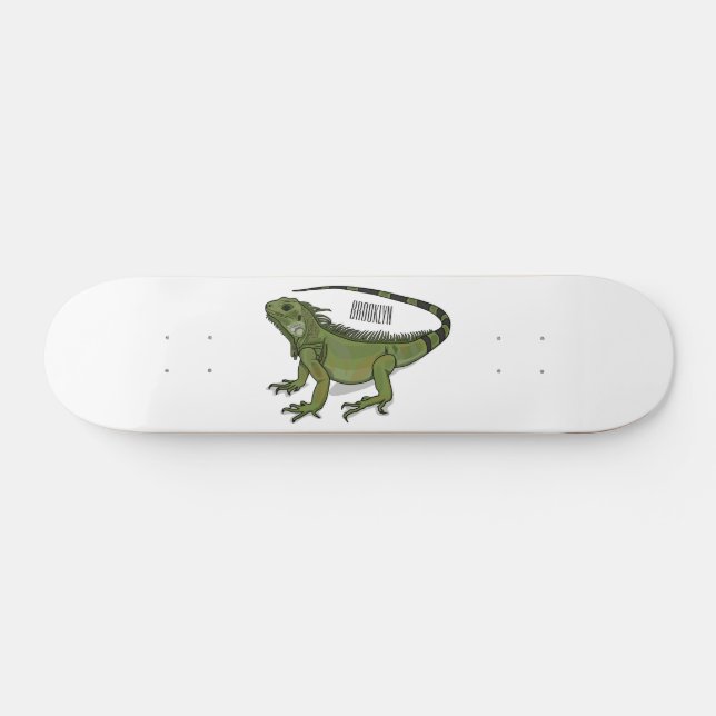 Iguana cartoon illustration skateboard (Horz)