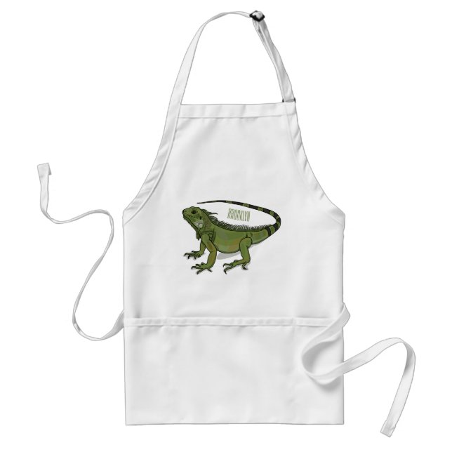 Iguana cartoon illustration   standard apron (Front)