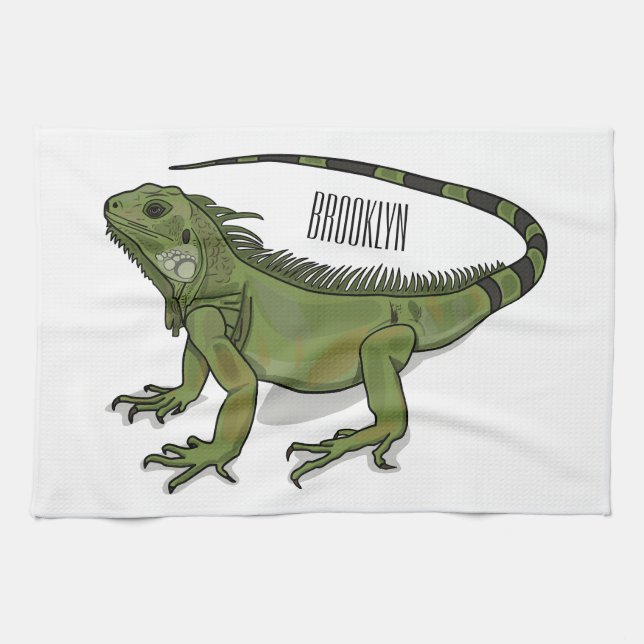 Iguana cartoon illustration  tea towel (Horizontal)