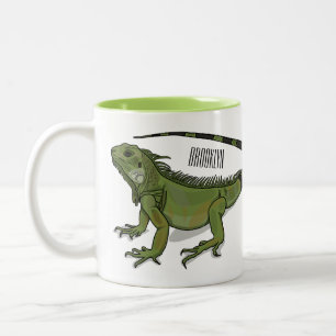 Iguana cartoon illustration  Two-Tone coffee mug
