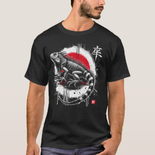 Iguana. Cool Sumi-e Animal Sunset. T-Shirt