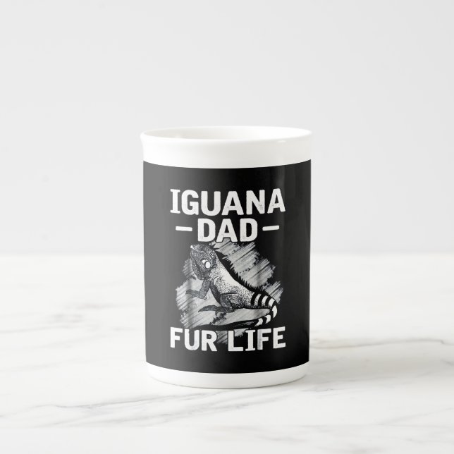Iguana dad fur life bone china mug (Front)