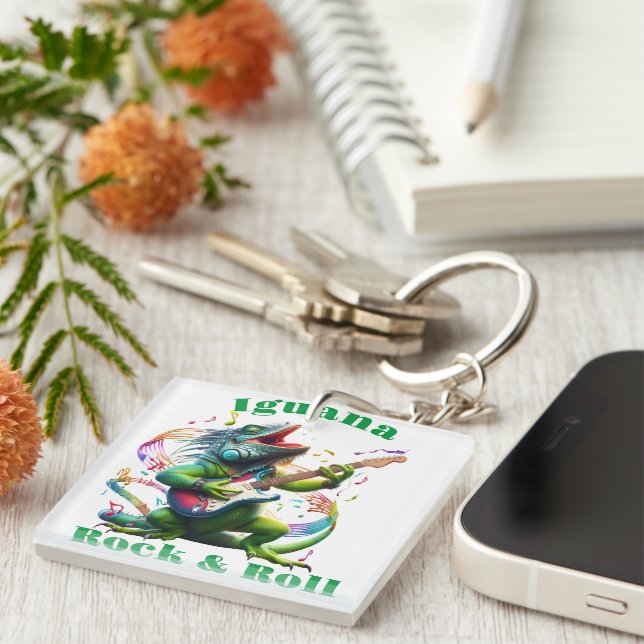 Iguana Dweller Rock & Roll Key Ring (Front Right)
