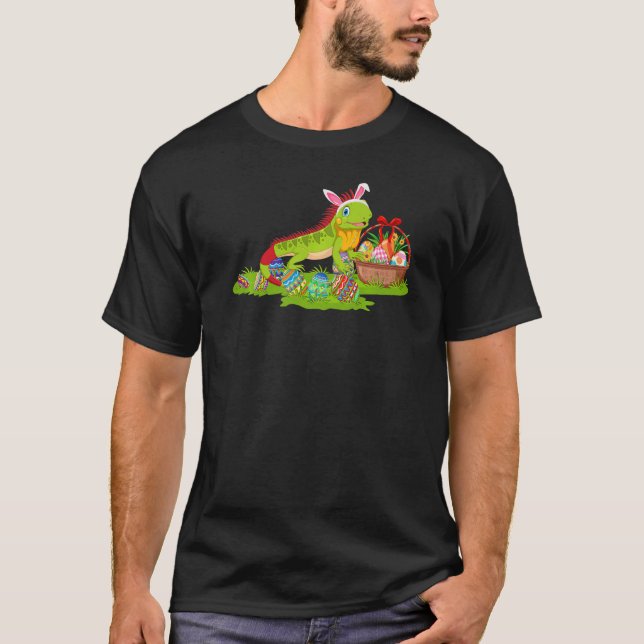 Iguana Easter Egg Hunting Bunny Iguana Easter Sund T-Shirt (Front)