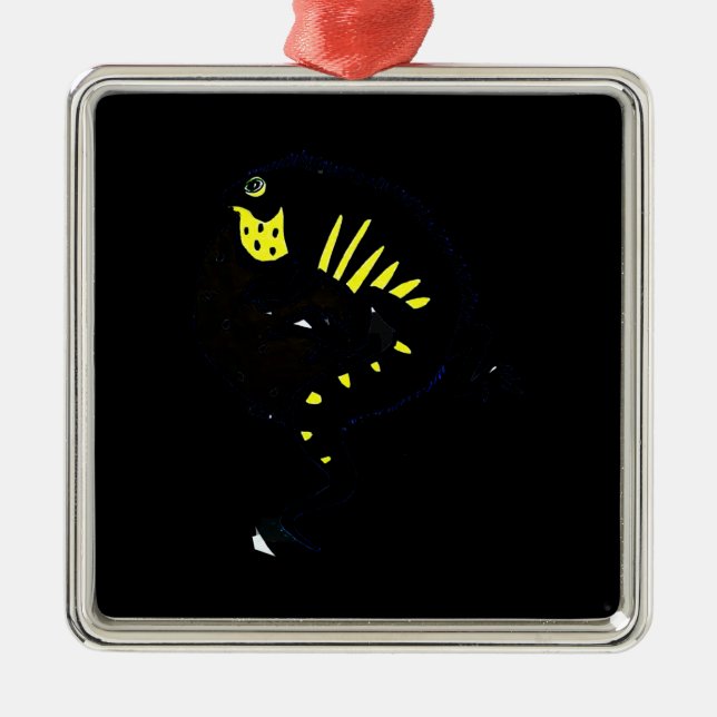 Iguana Facts Metal Tree Decoration (Front)