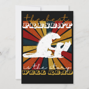 Iguana Graphic Christmas Gift for Book Lovers Invitation