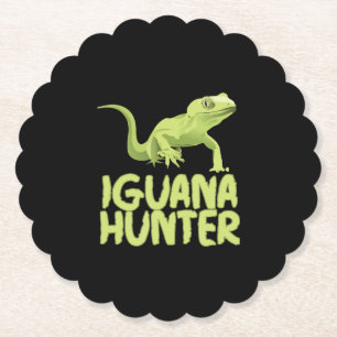 Iguana Hunter - Funny Iguana Reptile Lizard Pet Paper Coaster