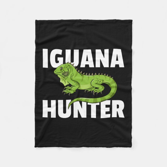 Iguana Hunter Reptile Lizard Hunting  Fleece Blanket (Front)