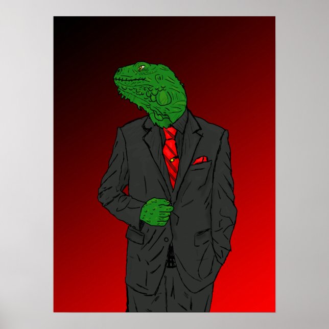 Iguana In a Business Suit Poster (Front)