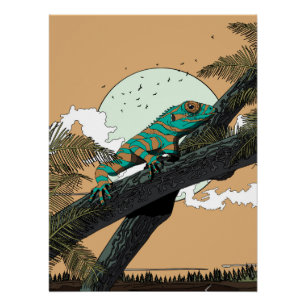 Iguana in the Jungle Poster