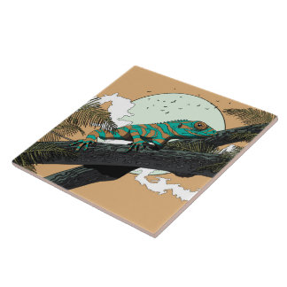 Iguana in the Jungle Tile