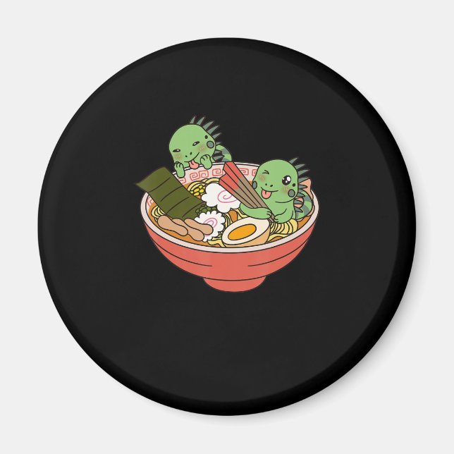 Iguana Kawaii Ramen Funny Pet Gift Magnet (Front)