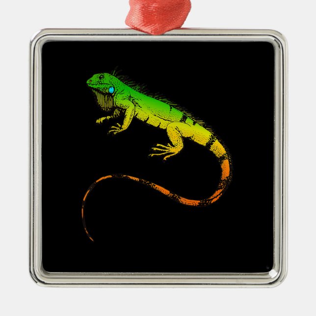 Iguana Lizard  Beautiful Iguana Gift Metal Tree Decoration (Front)