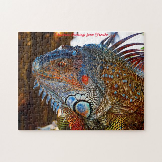 Iguana Lizard Florida . Christmas Greetings Jigsaw Puzzle (Horizontal)