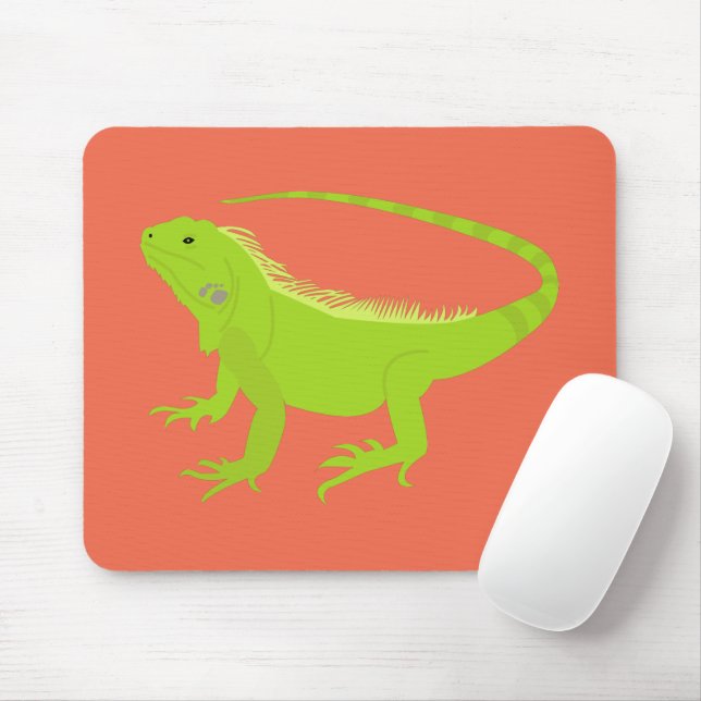 Iguana Lizard Illustration Mouse Mat (With Mouse)