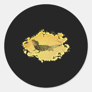 Iguana Lizard Motif Terrarium Colourful Reptile Li Classic Round Sticker
