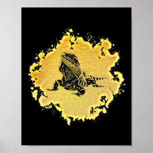 Iguana Lizard Motif Terrarium Reptile Colourful Li Poster