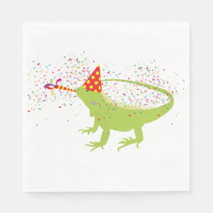 Iguana Lizard Partying Animals Having a Party Napkin