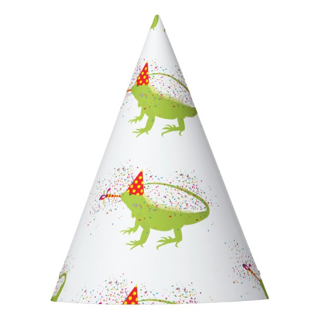 Iguana Lizard Partying Animals Having a Party Party Hat (Front)