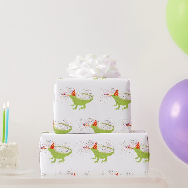 Iguana Lizard Partying Animals Having a Party  Wrapping Paper (Party Gifts)