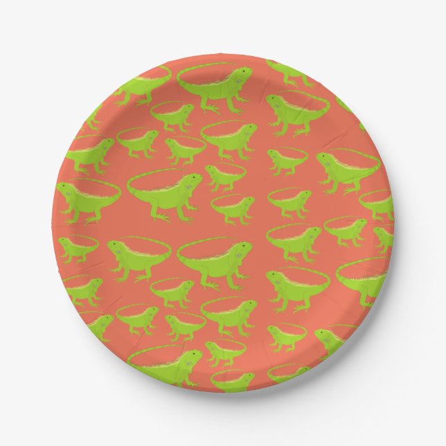 Iguana Lizard Pattern Paper Plate (Front)