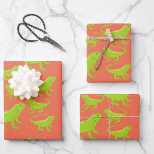 Iguana Lizard Pattern Wrapping Paper Sheet