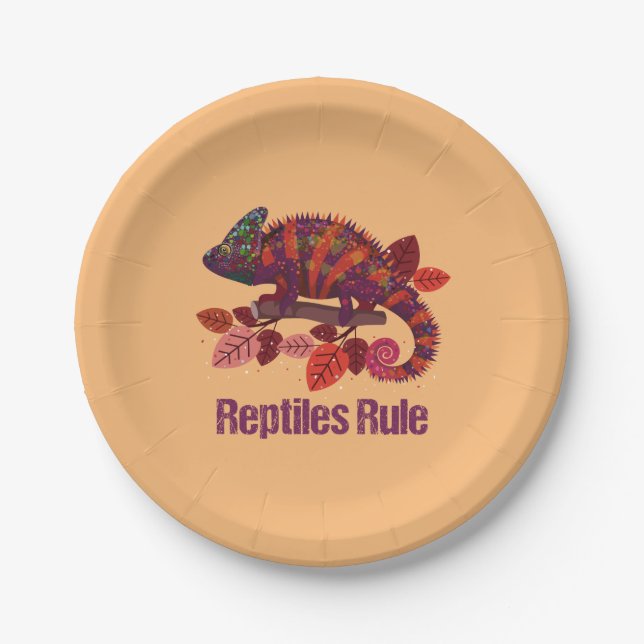Iguana Lizard, Reptiles Rule Paper Plate (Front)
