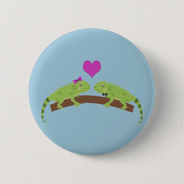Iguana Love 6 Cm Round Badge (Front)
