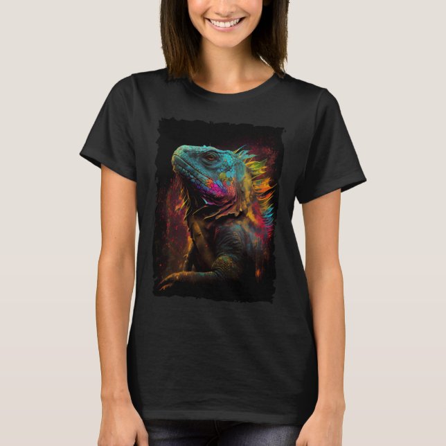 Iguana mountains sunset reptile lizard retro 70s v T-Shirt (Front)