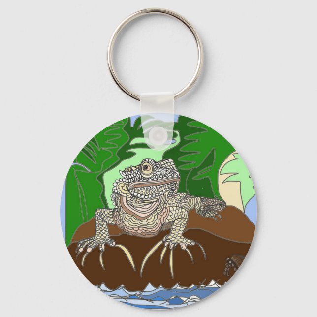 Iguana on a rock key ring (Front)