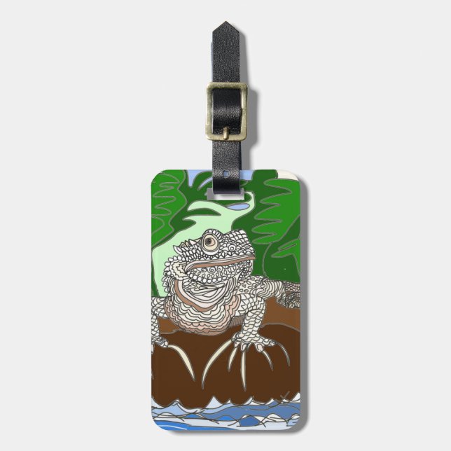 Iguana on a rock luggage tag (Front Vertical)