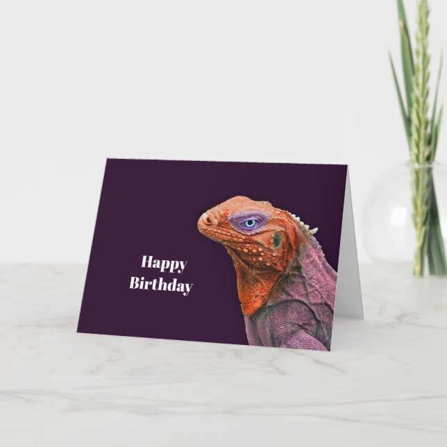 Iguana Orange Photo Birthday Card (Front)