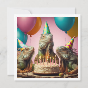 Iguana party animals, reptile birthday  invitation