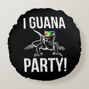 Iguana Party Round Cushion