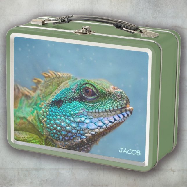 Iguana Personalised Colourful Reptile Metal Lunch Box (Iguana Personalized Colorful Reptile Metal Lunch Box)